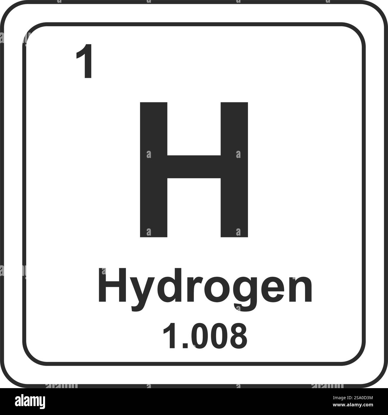 Hydrogène symbole chimique du tableau périodique icône plate Illustration de Vecteur