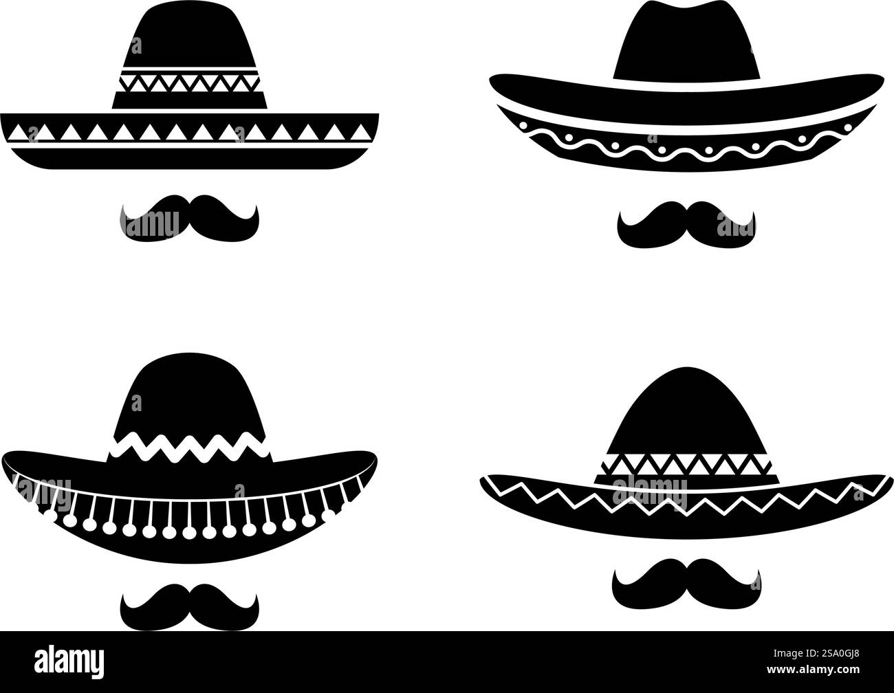 Vecteur de conception plate d'icône de chapeau de sombrero Illustration de Vecteur