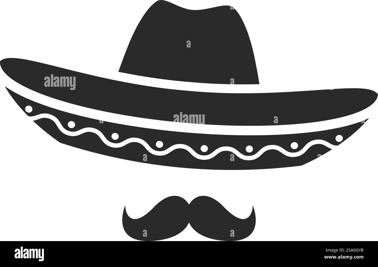 Vecteur de conception plate d'icône de chapeau de sombrero Illustration de Vecteur