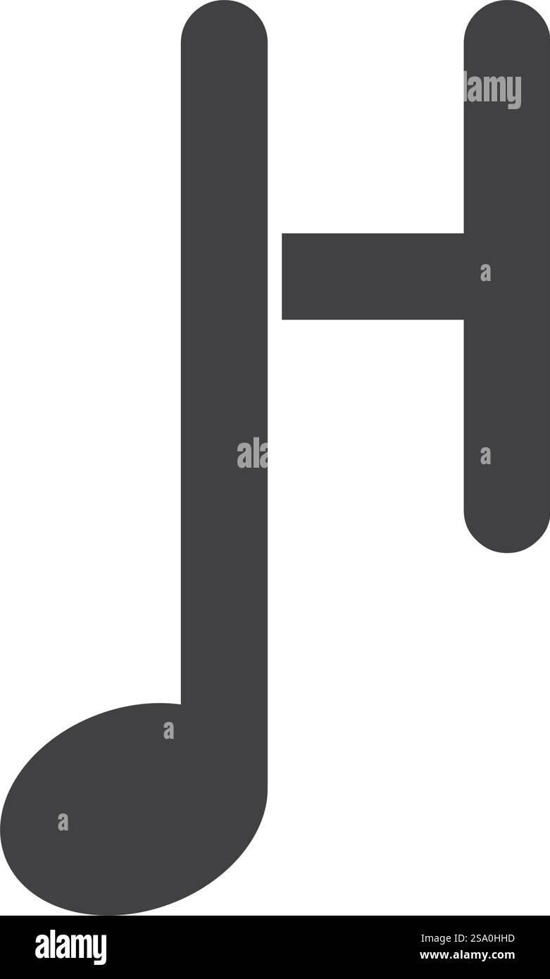Notez la musique avec la conception initiale du logo de lettre Illustration de Vecteur