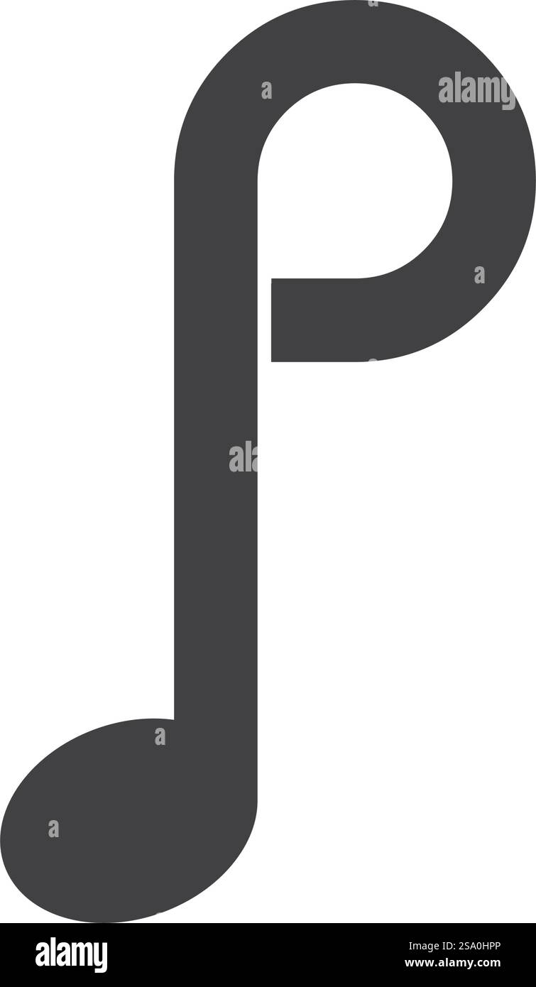 Notez la musique avec la conception initiale du logo de lettre Illustration de Vecteur