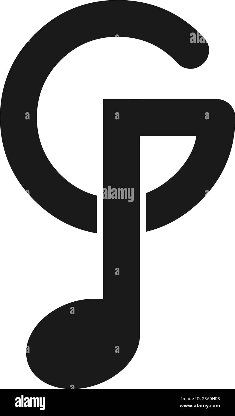 Notez la musique avec la conception initiale du logo de lettre Illustration de Vecteur