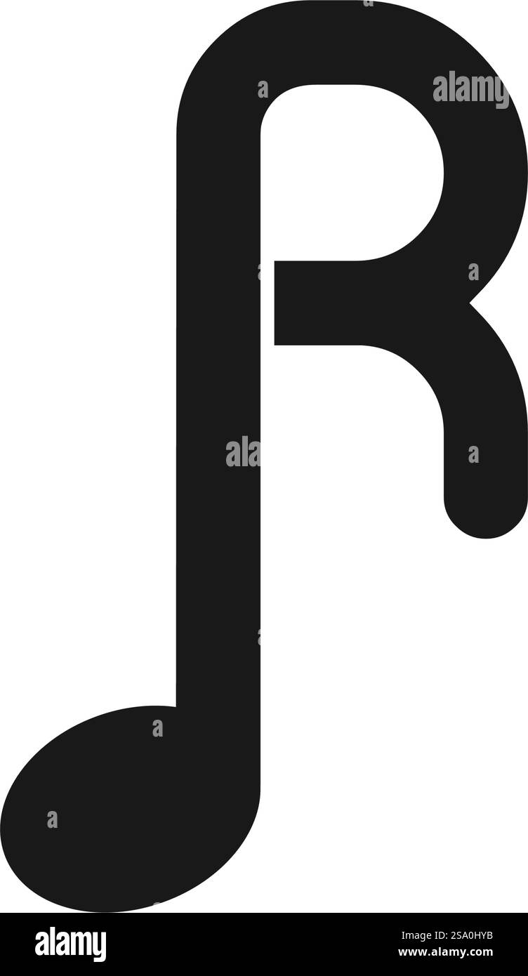 Notez la musique avec la conception initiale du logo de lettre Illustration de Vecteur