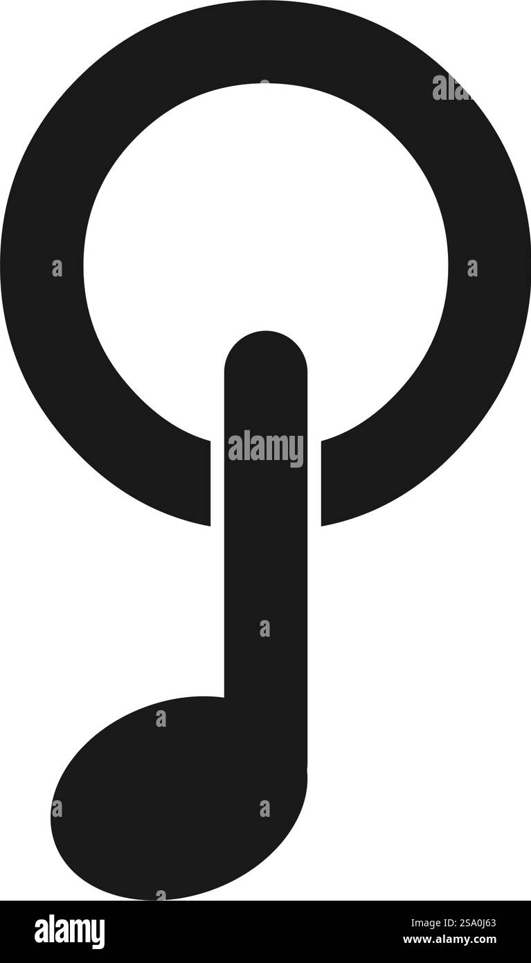 Notez la musique avec la conception initiale du logo de lettre Illustration de Vecteur