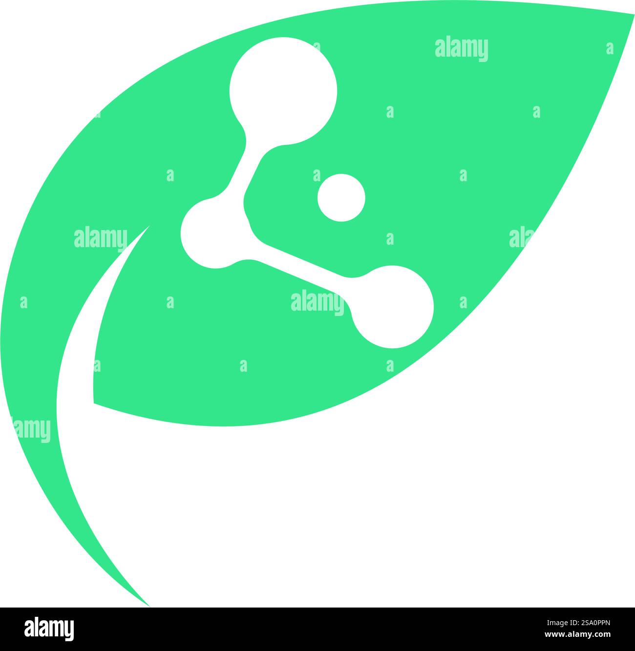 La feuille verte contient une molécule représentant la science naturelle. Illustration de Vecteur