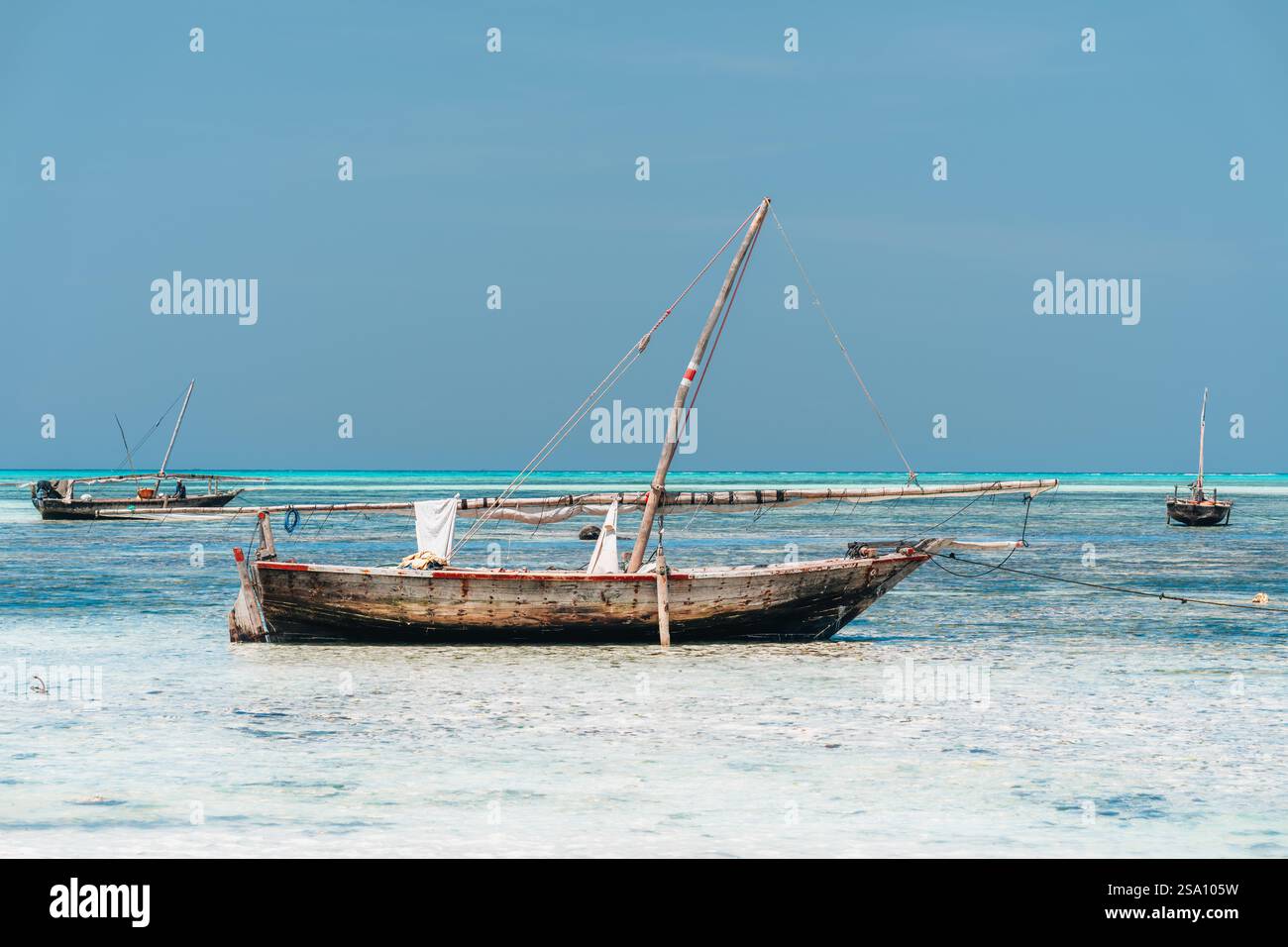 Zanzibar dhows, bateaux traditionnels, à l'ancre Banque D'Images