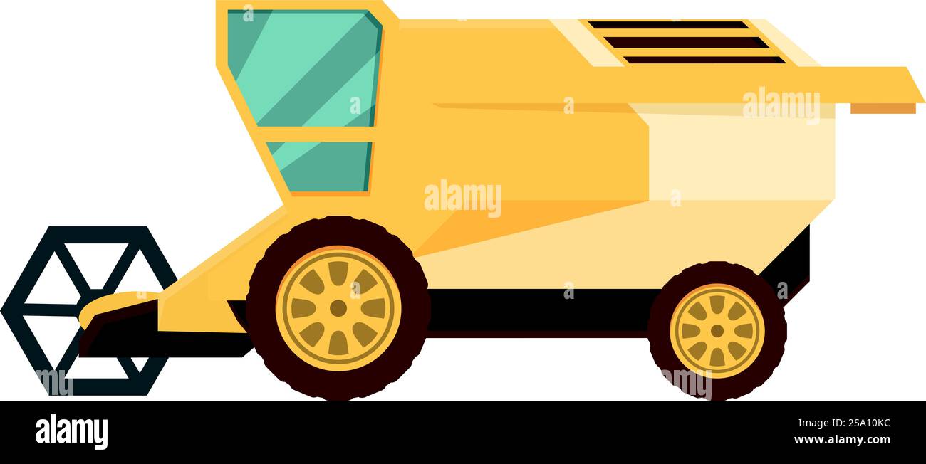 Vecteur de dessin animé d'icône de production de moissonneuse-batteuse. Industrie lourde. Véhicule rural. Vecteur de dessin animé d'icône de production de moissonneuse-batteuse. Industrie lourde Illustration de Vecteur