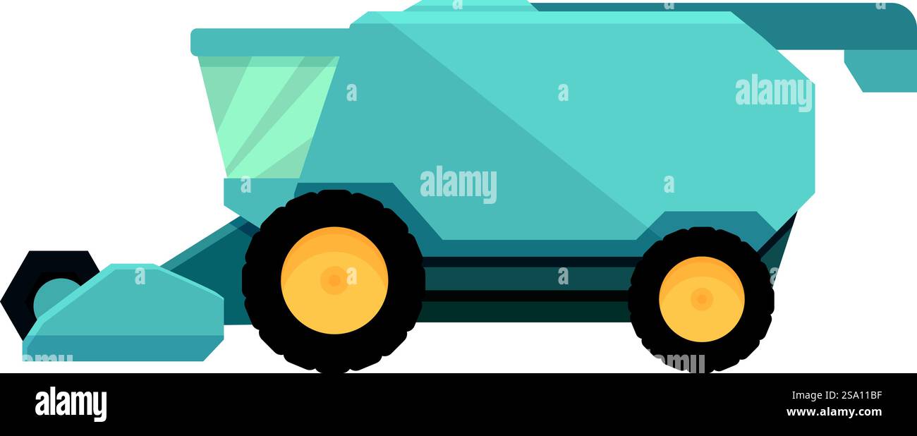 Vecteur de dessin animé d'icône de moissonneuse-batteuse d'orge. Machine lourde. Village de transport. Vecteur de dessin animé d'icône de moissonneuse-batteuse d'orge. Machine lourde Illustration de Vecteur