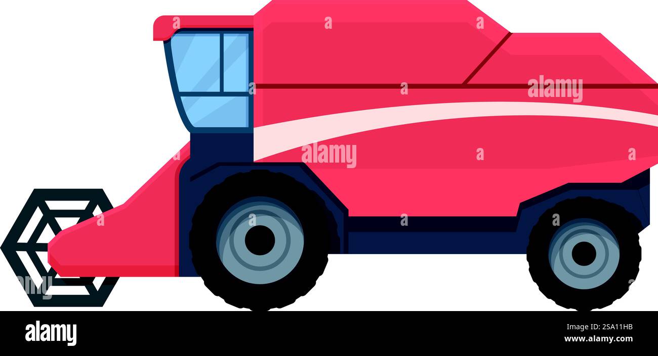 Vecteur de dessin animé d'icône de couleur rouge de moissonneuse-batteuse. Machines agricoles. Véhicule lourd. Vecteur de dessin animé d'icône de couleur rouge de moissonneuse-batteuse. Machines agricoles Illustration de Vecteur