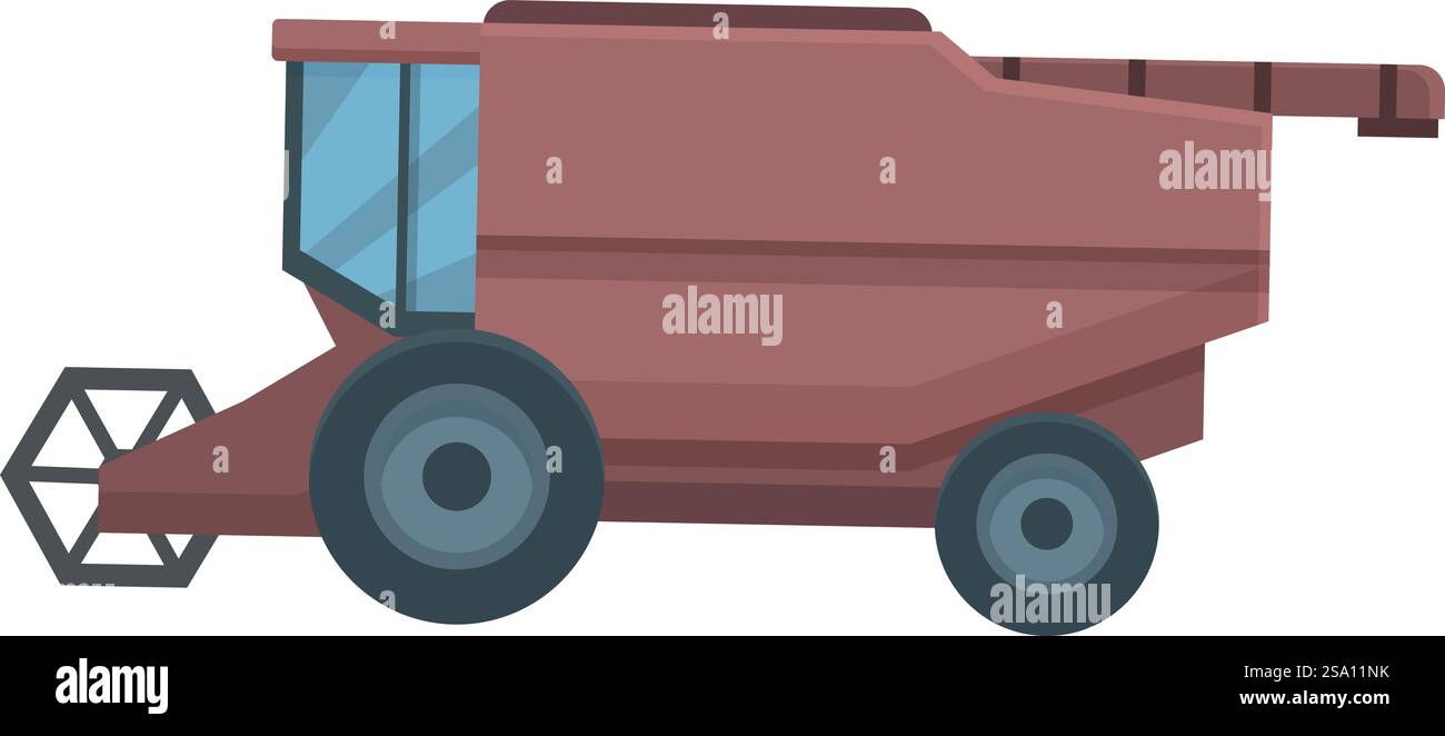 Vecteur de dessin animé d'icône de camion de moissonneuse-batteuse. Village de transport chaleureux. Récolte de grains. Vecteur de dessin animé d'icône de camion de moissonneuse-batteuse. Village de transport chaleureux Illustration de Vecteur