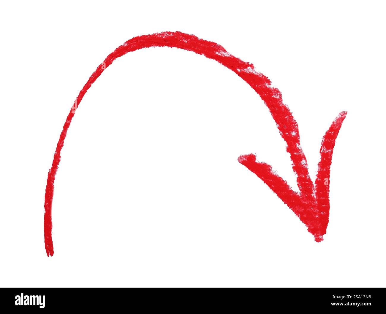 Une flèche dessinée en rouge isolée sur blanc Banque D'Images