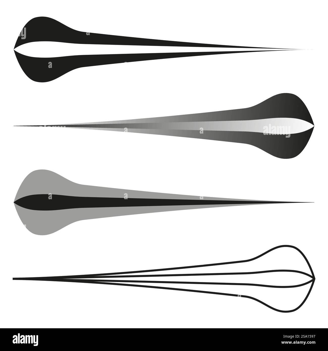 Forme aérodynamique. Formes pointues dégradées. Design noir profilé. Eléments vectoriels. Illustration de Vecteur
