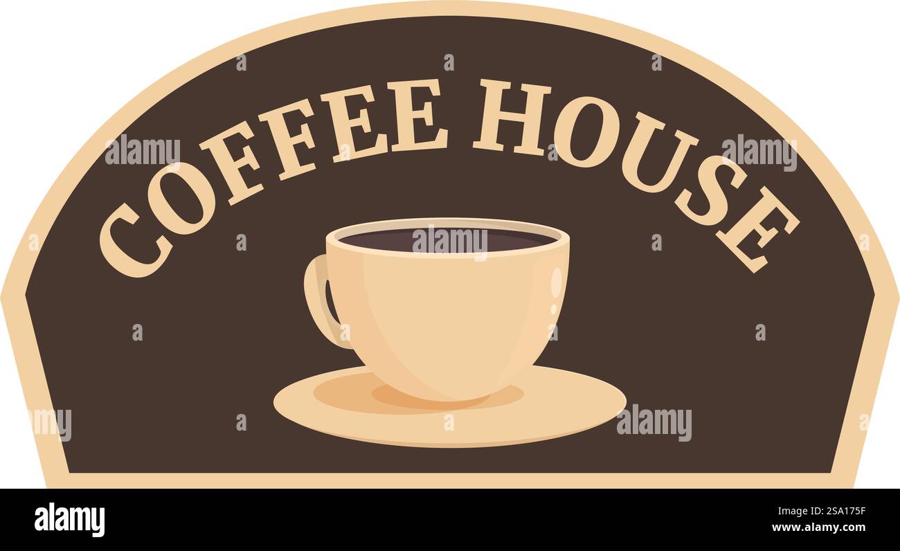 Vecteur de dessin animé d'icône de panneau de signe de café. Boulangerie. Cafétéria de rue. Vecteur de dessin animé d'icône de panneau de signe de café. Boulangerie Illustration de Vecteur