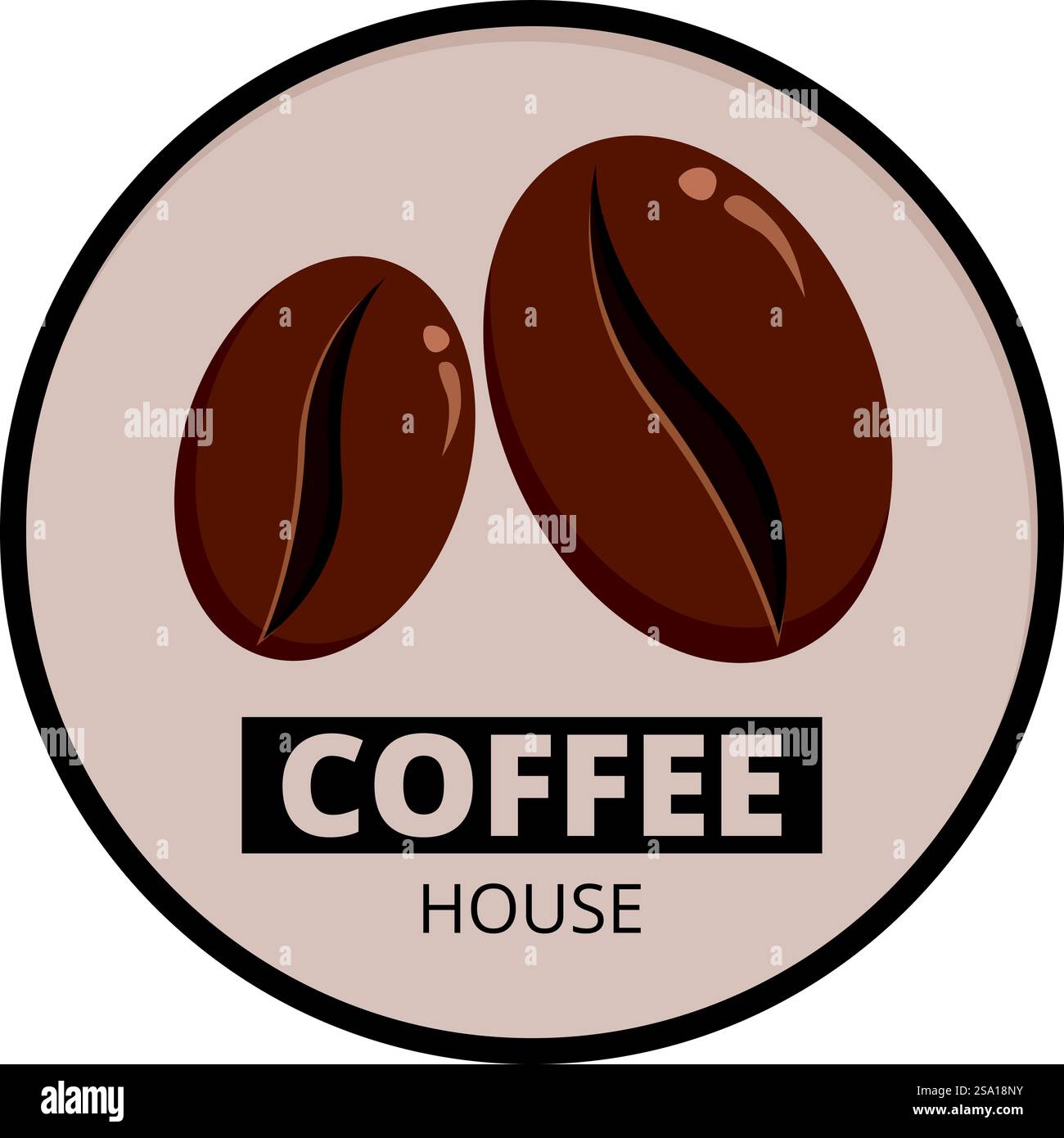 Vecteur de dessin animé d'icône de tableau de maison de grains de café. Bistro de façade. Mug espresso. Vecteur de dessin animé d'icône de tableau de maison de grains de café. Bistro de façade Illustration de Vecteur