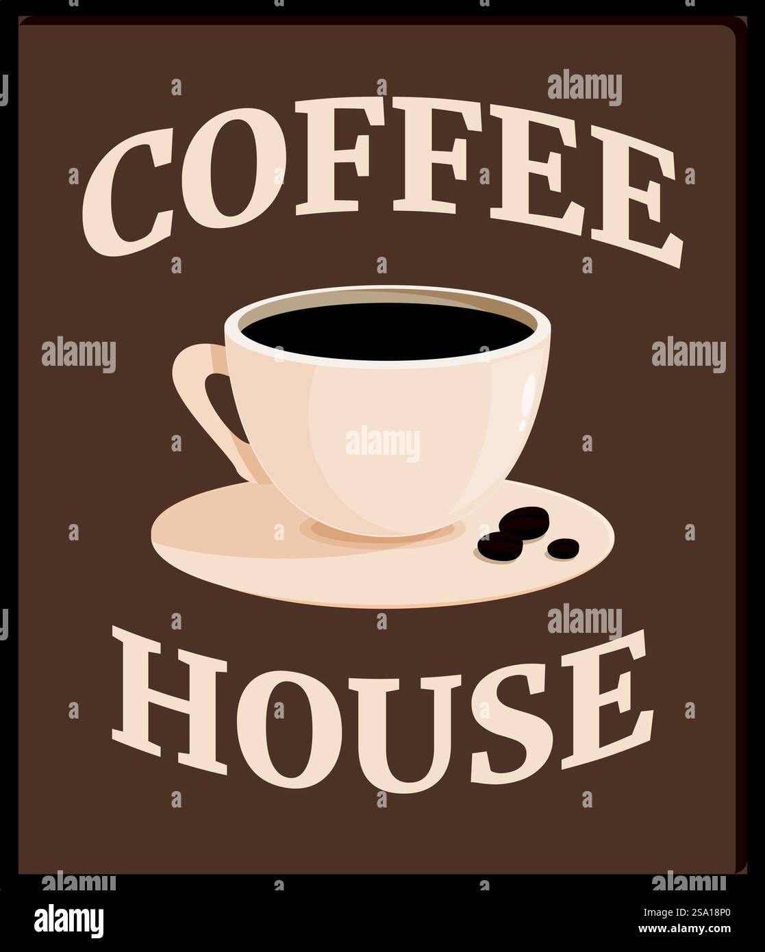 Vecteur de dessin animé d'icône de signe de café. Thé de boulangerie de ville. Bistro avenue. Vecteur de dessin animé d'icône de signe de café. Thé de boulangerie de ville Illustration de Vecteur