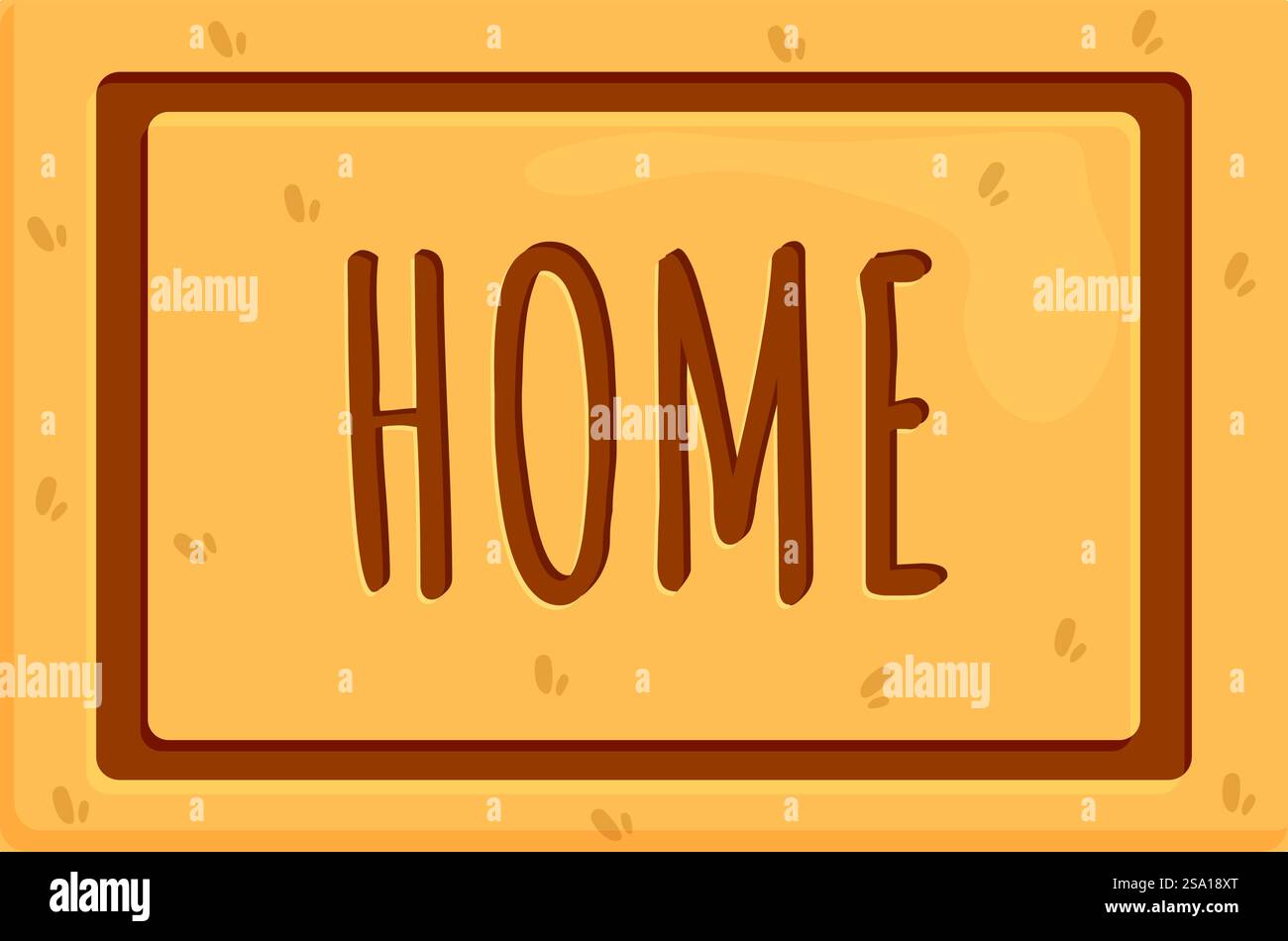 Vecteur de dessin animé d'icône de tapis de porte de texte d'accueil. Maison de tapis. Nettoyer l'avant du marchepied. Vecteur de dessin animé d'icône de tapis de porte de texte d'accueil. Maison de tapis Illustration de Vecteur