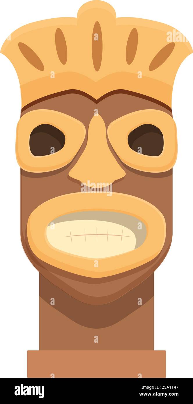 Vecteur de dessin animé d'icône totem d'idole en bois. Pôle natif. Tribal tiki hawaïen. Vecteur de dessin animé d'icône totem d'idole en bois. Pôle natif Illustration de Vecteur