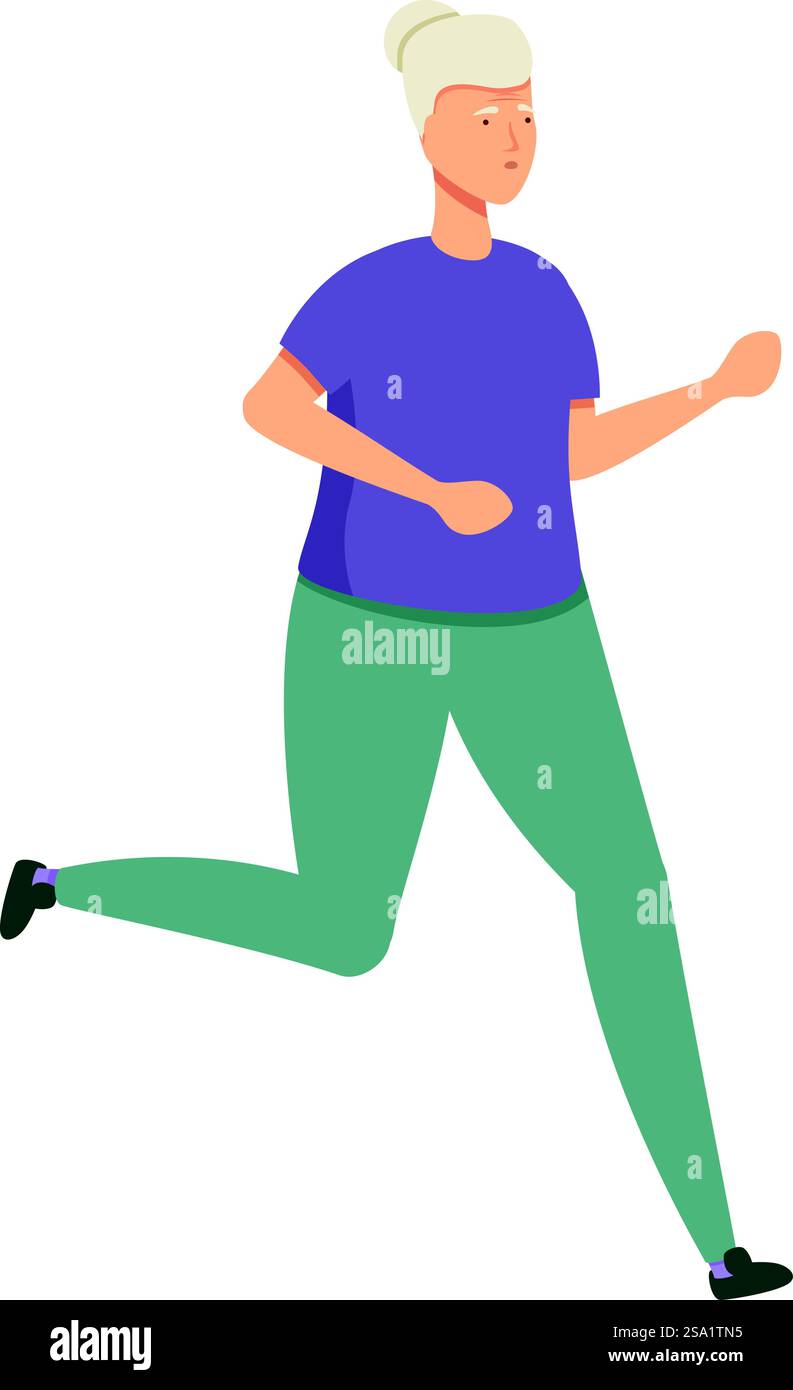 Vecteur de dessin animé d'icône de femme senior en cours d'exécution. Exercice de caractère. Jogging d'entraînement. Vecteur de dessin animé d'icône de femme senior en cours d'exécution. Exercice de caractère Illustration de Vecteur