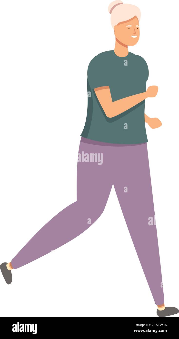 Vecteur de dessin animé d'icône de femme en cours d'exécution. Sport nature en plein air. Groupe d'âge sain. Vecteur de dessin animé d'icône de femme en cours d'exécution. Sport nature en plein air Illustration de Vecteur