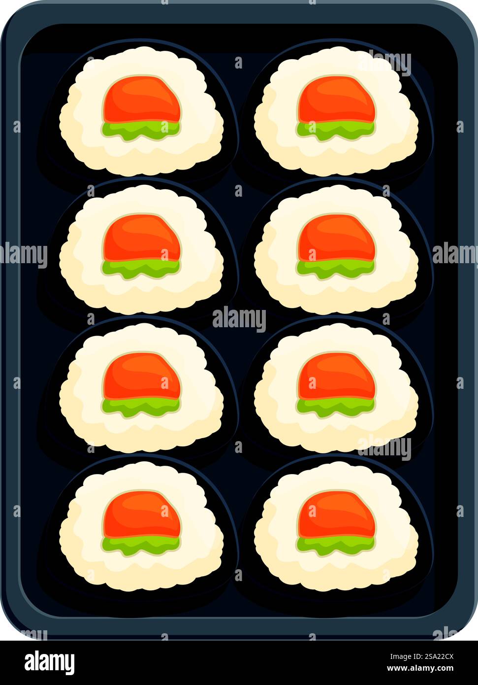 vecteur de dessin animé d'icône de boîte à sushi 8. Livraison en ligne. Cuisine asiatique fraîche. vecteur de dessin animé d'icône de boîte à sushi 8. Livraison en ligne Illustration de Vecteur