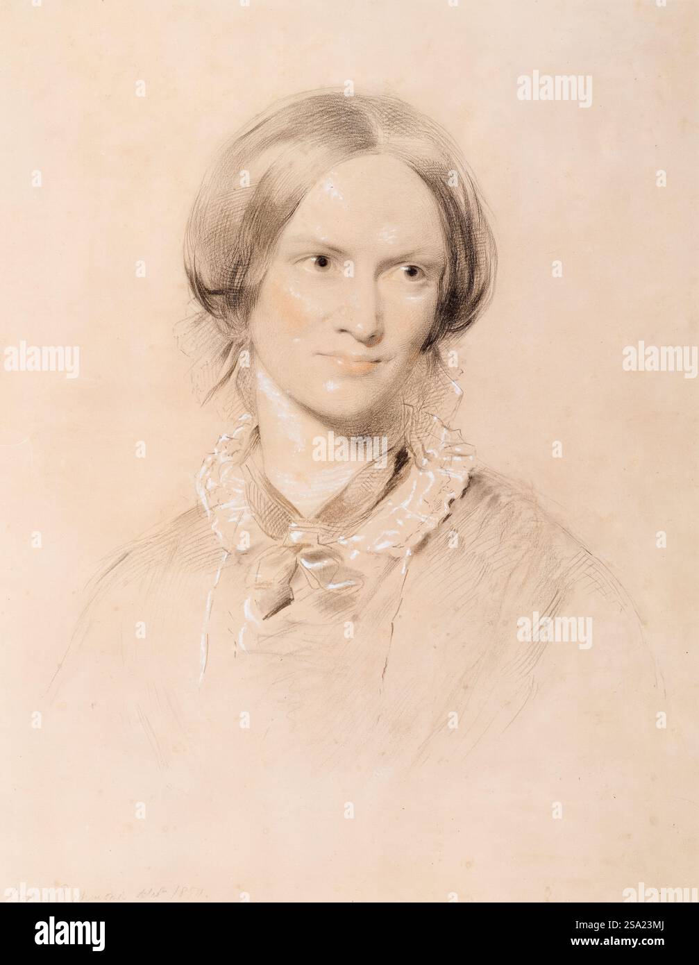 Charlotte Brontë (1816-1855), romancière et poète anglaise, portrait dessiné à la craie par George Richmond, 1850 Banque D'Images