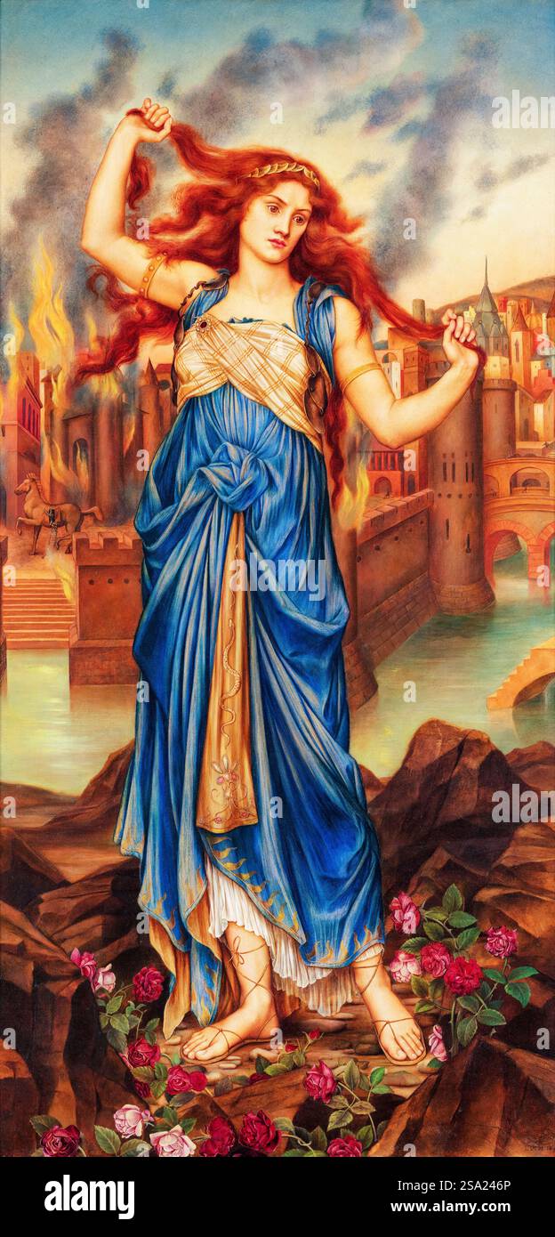 Evelyn de Morgan, Cassandra, portrait peint à l'huile sur toile, 1898 Banque D'Images