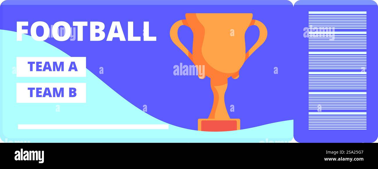 Vecteur de dessin animé d'icône de coupe finale de billet de football. Match d'or. Participez à la récompense. Vecteur de dessin animé d'icône de coupe finale de billet de football. Match d'or Illustration de Vecteur