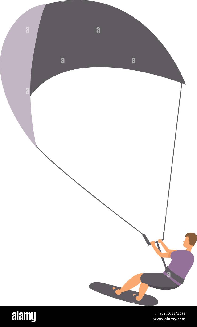 Vecteur de dessin animé d'icône de kitesurf. Planche de sport extrême. Eau activité de la mer. Vecteur de dessin animé d'icône de kitesurf. Planche de sport extrême Illustration de Vecteur