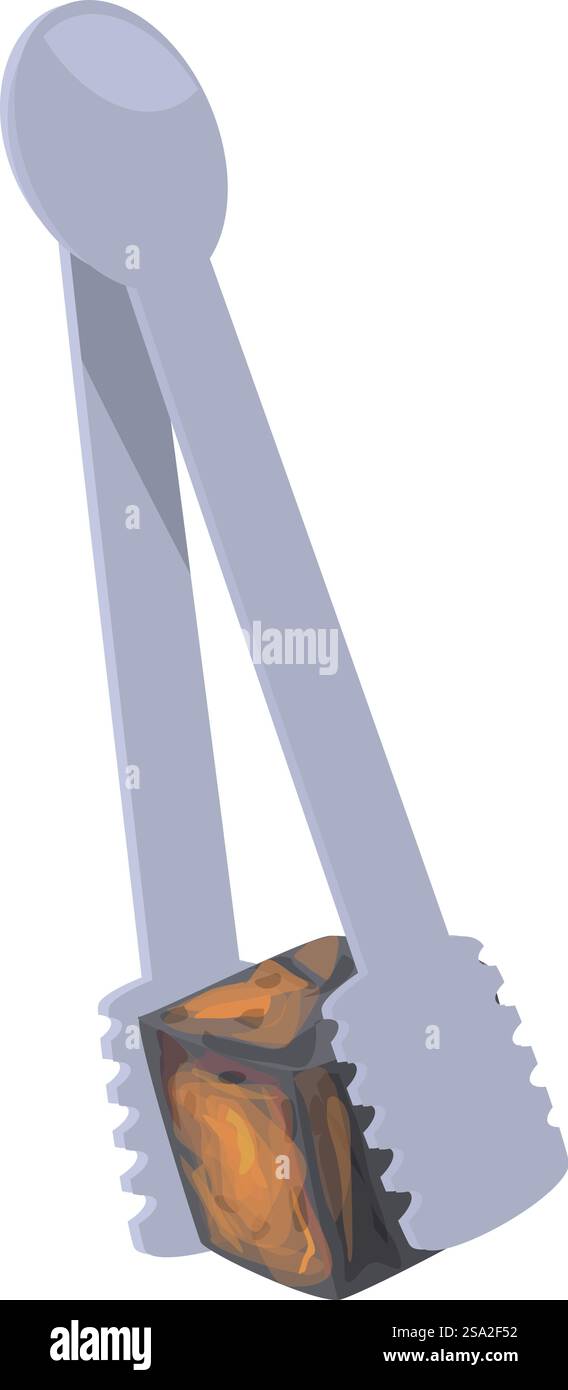 Forceps avec vecteur de dessin animé d'icône de charbon brûlant. Accessoires Hookah. Détendez-vous tradition. Forceps avec vecteur de dessin animé d'icône de charbon brûlant. Accessoires Hookah Illustration de Vecteur