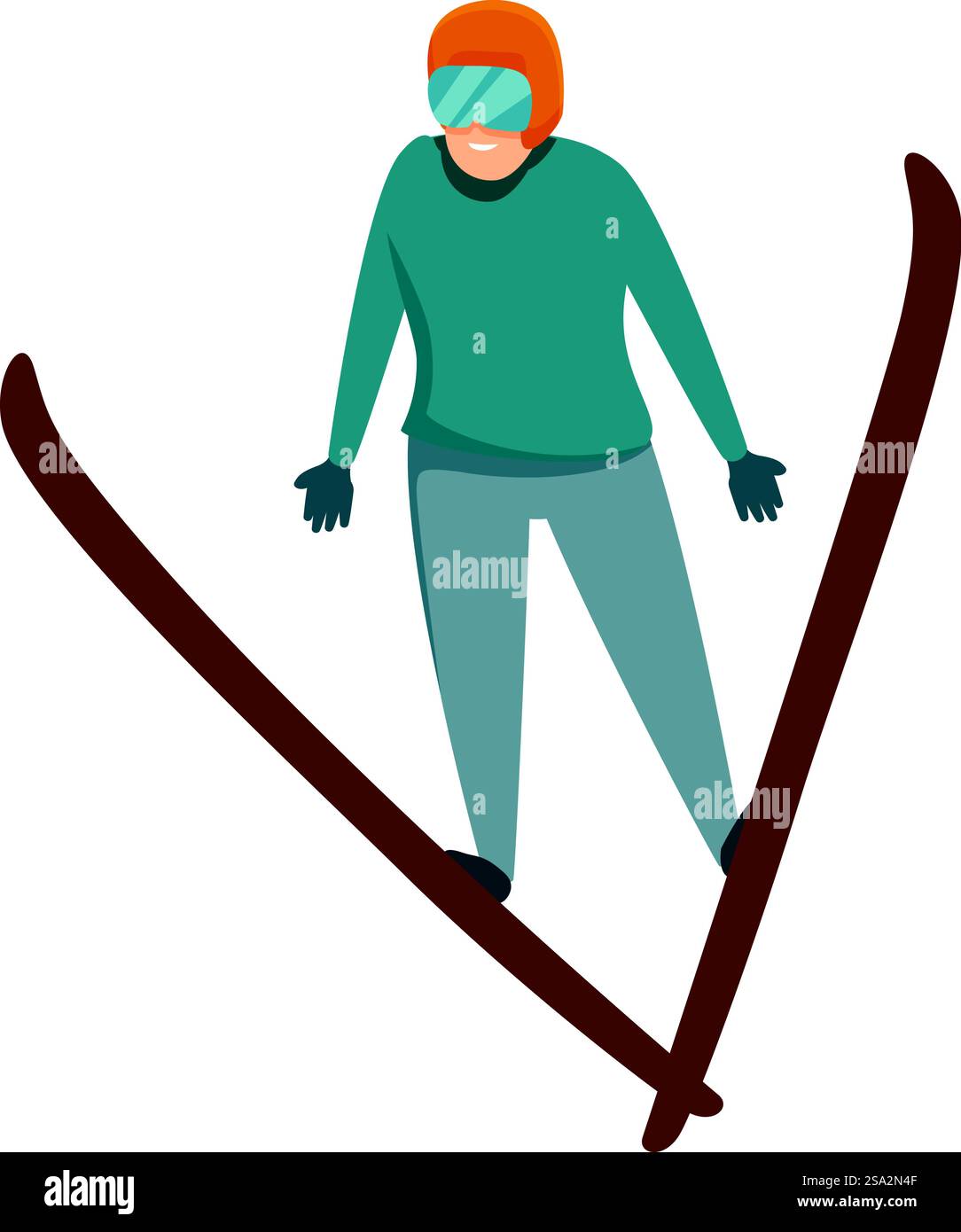 Vecteur de dessin animé d'icône de saut de ski croisé. Fun extrême. Sports d'hiver. Vecteur de dessin animé d'icône de saut de ski croisé. Fun extrême Illustration de Vecteur