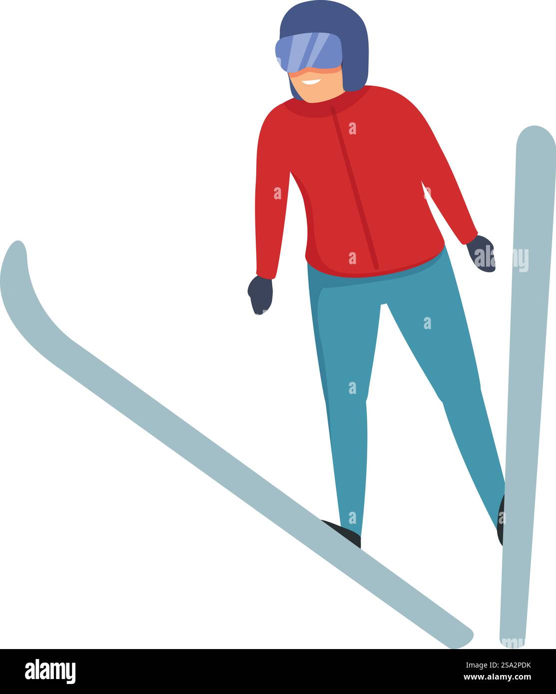 Vecteur de dessin animé d'icône de saut de ski en plein air. Équipement d'entraînement. Skieur de course. Vecteur de dessin animé d'icône de saut de ski en plein air. Équipement d'entraînement Illustration de Vecteur