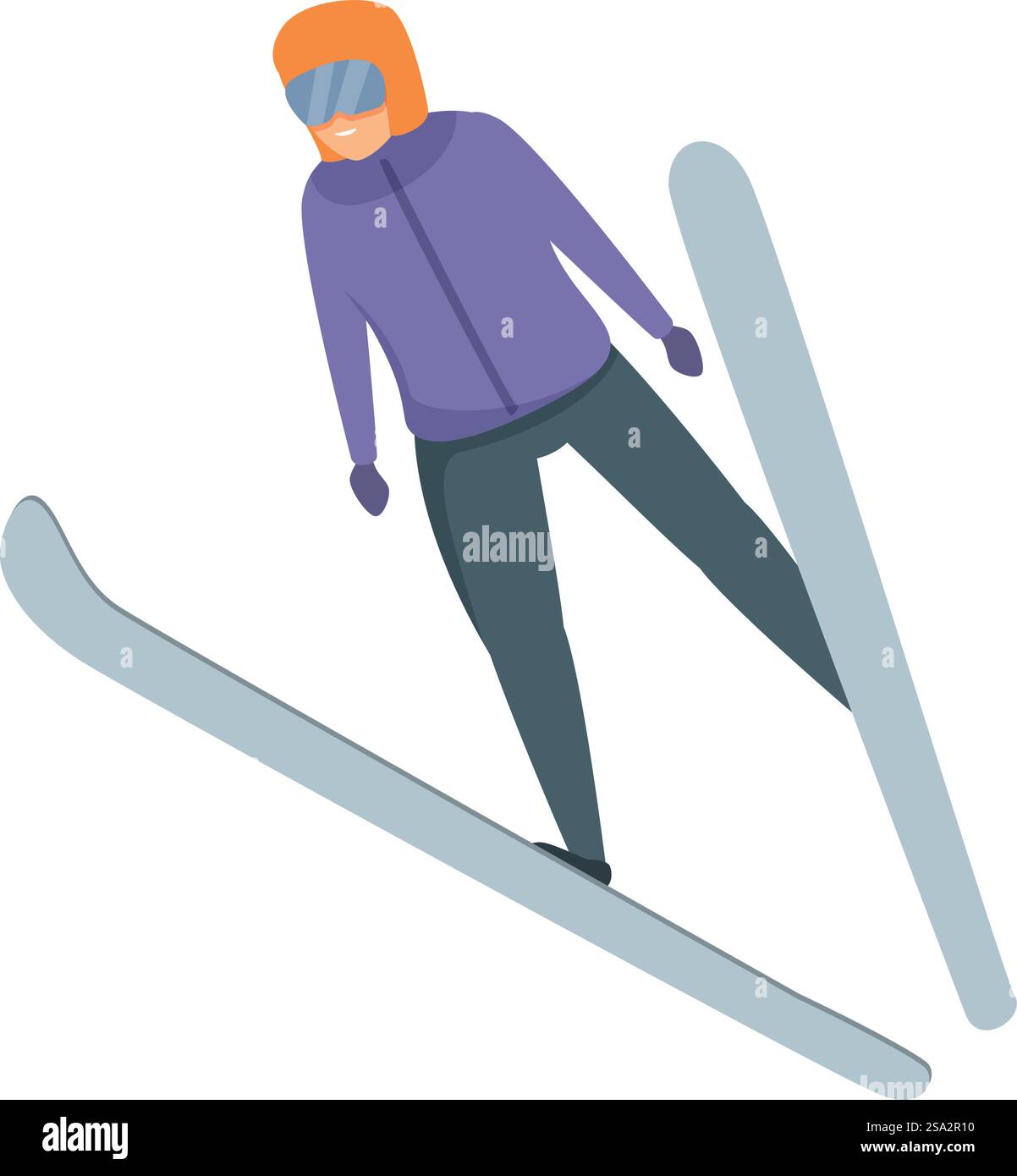 Vecteur de dessin animé d'icône de saut de ski de formation. Sport de plein air. Hiver extrême. Vecteur de dessin animé d'icône de saut de ski de formation. Sport de plein air Illustration de Vecteur