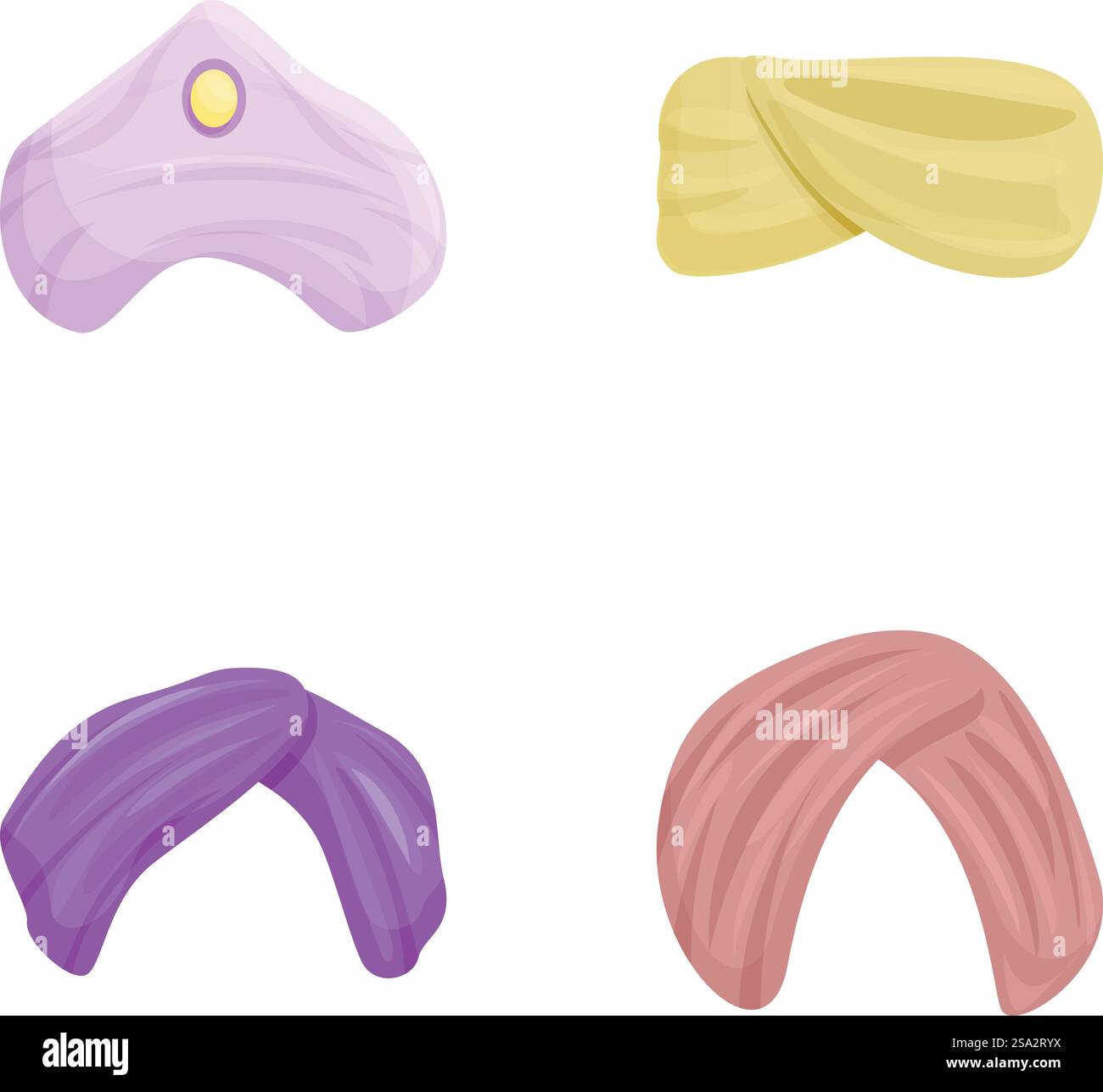 Icônes turban indiens Set vecteur de dessin animé. Divers chapeau indien et arabe. Culture orientale, vêtements ethniques. Icônes turban indiens Set vecteur de dessin animé. Divers chapeau indien et arabe Illustration de Vecteur
