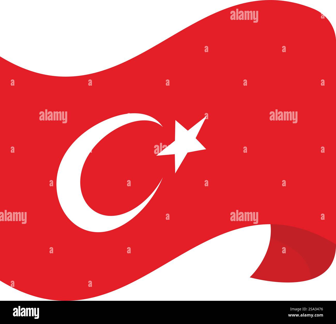 Représentation graphique du drapeau national de la turquie avec un effet de vague dynamique. Agitant drapeau de l'illustration de la turquie Illustration de Vecteur