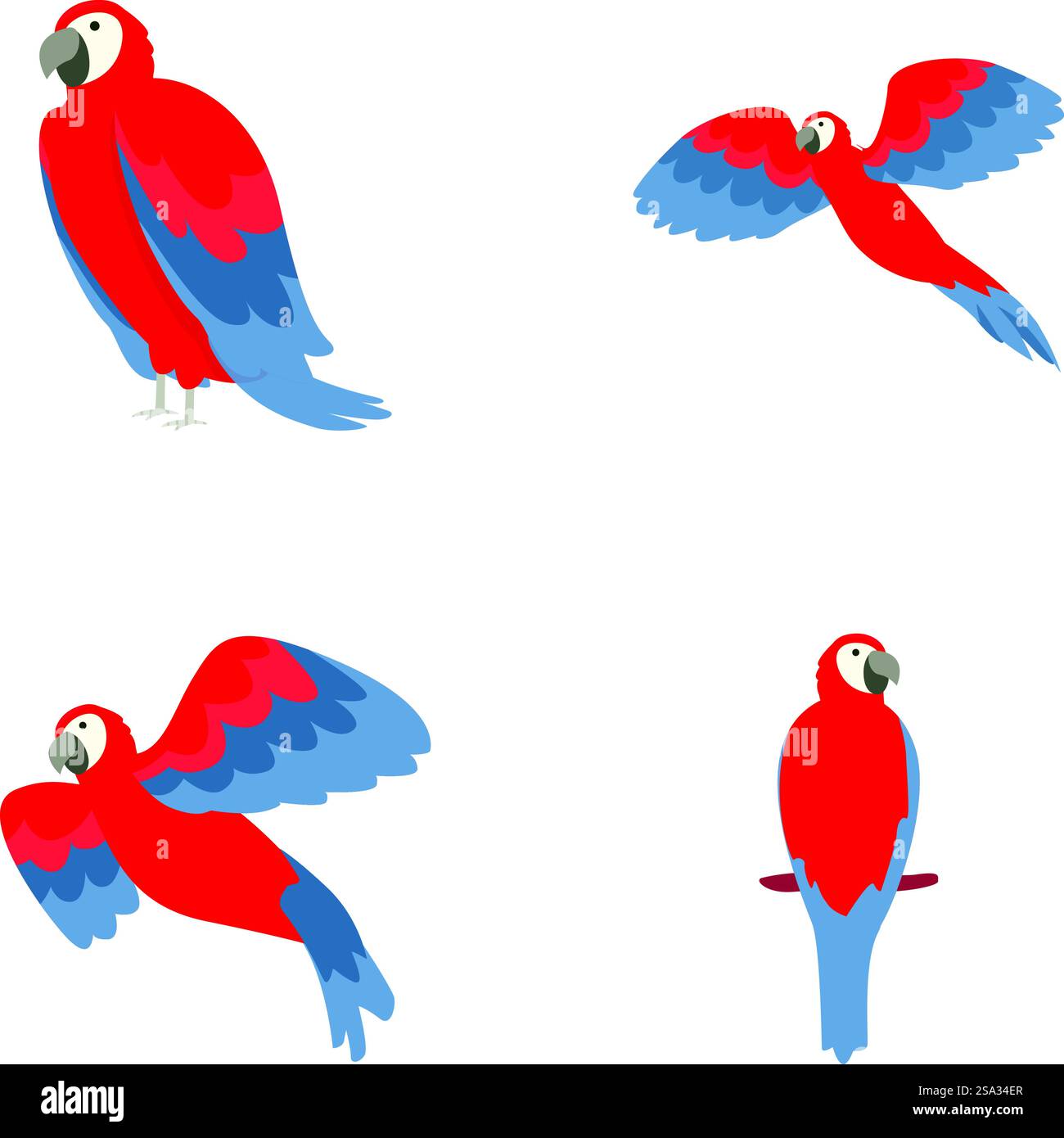 Les icônes de perroquet définissent le vecteur de dessin animé. Magnifique aras de perroquet coloré. Oiseau tropical. Les icônes de perroquet définissent le vecteur de dessin animé. Magnifique aras de perroquet coloré Illustration de Vecteur