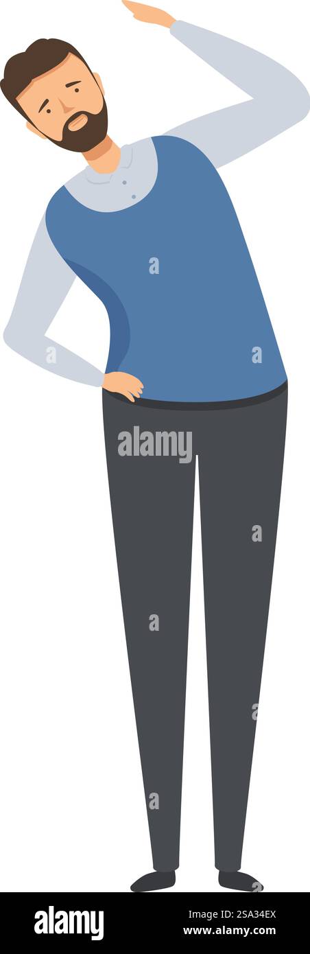 Illustration vectorielle d'un homme mesurant sa taille et vérifiant sa stature avec une main sur sa tête. Illustration vectorielle d'un homme avec la main au-dessus de la tête vérifiant sa taille Illustration de Vecteur
