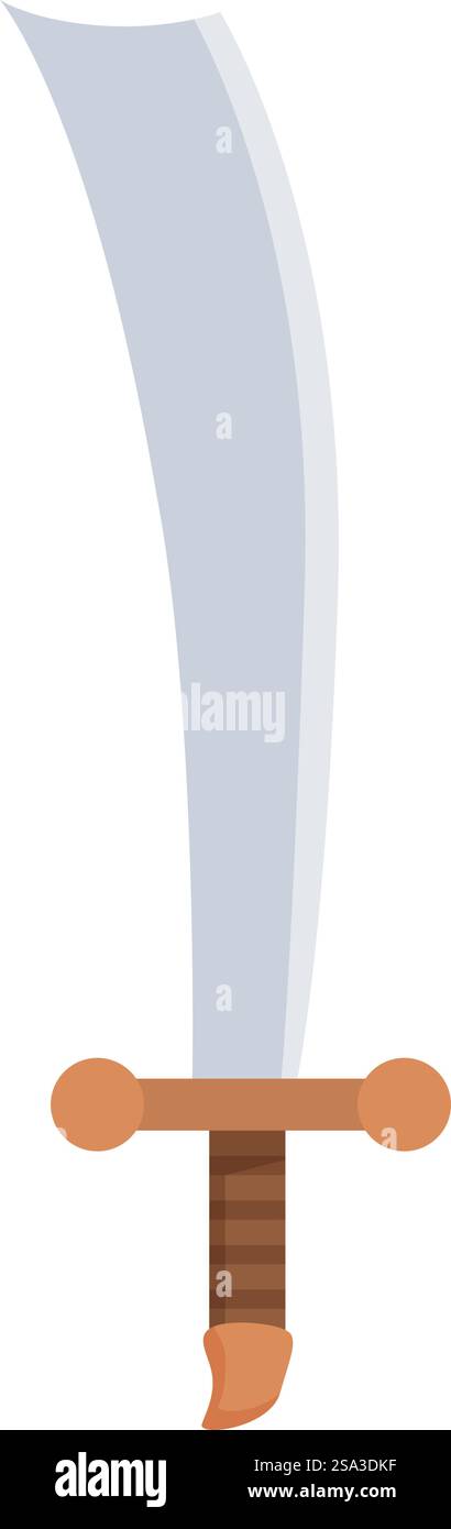 Vecteur de dessin animé illustré d'une épée médiévale avec poignée complexe et lame tranchante, parfait pour les conceptions historiques Warfarethemed, jeux rpg et décorations vintage. Graphique vectoriel d'une épée médiévale stylisée avec un design simple adapté à divers thèmes Illustration de Vecteur