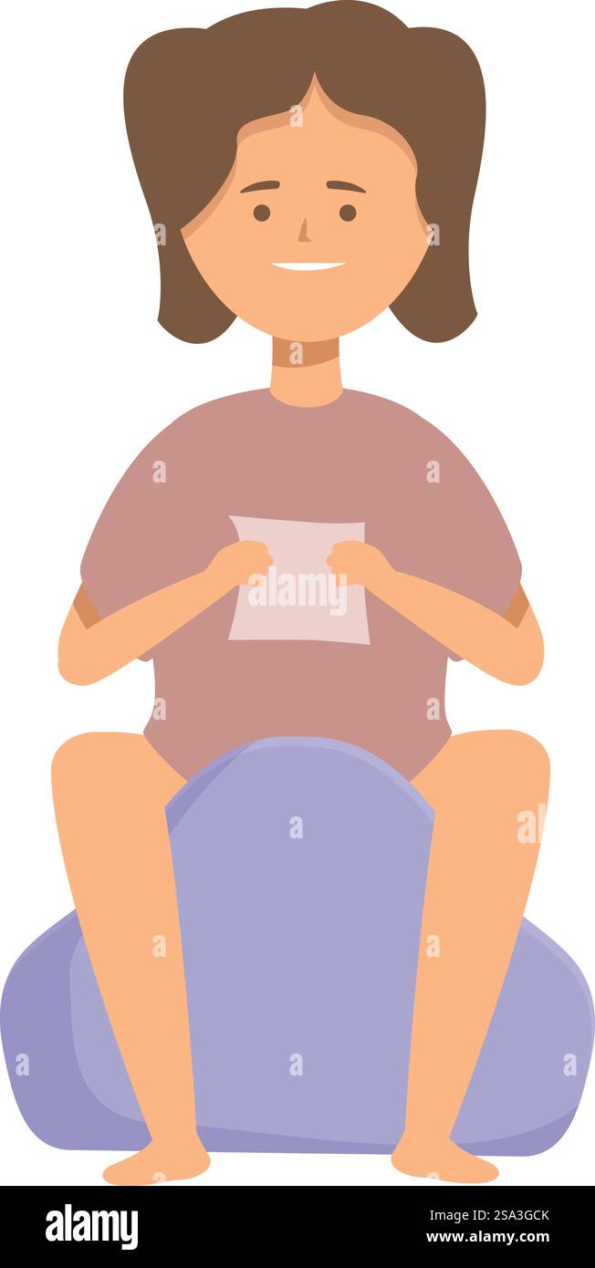 Illustration d'une future mère faisant une pose de yoga assise pour le bien-être de la grossesse. Femme pratiquant l'exercice de yoga prénatal Illustration de Vecteur