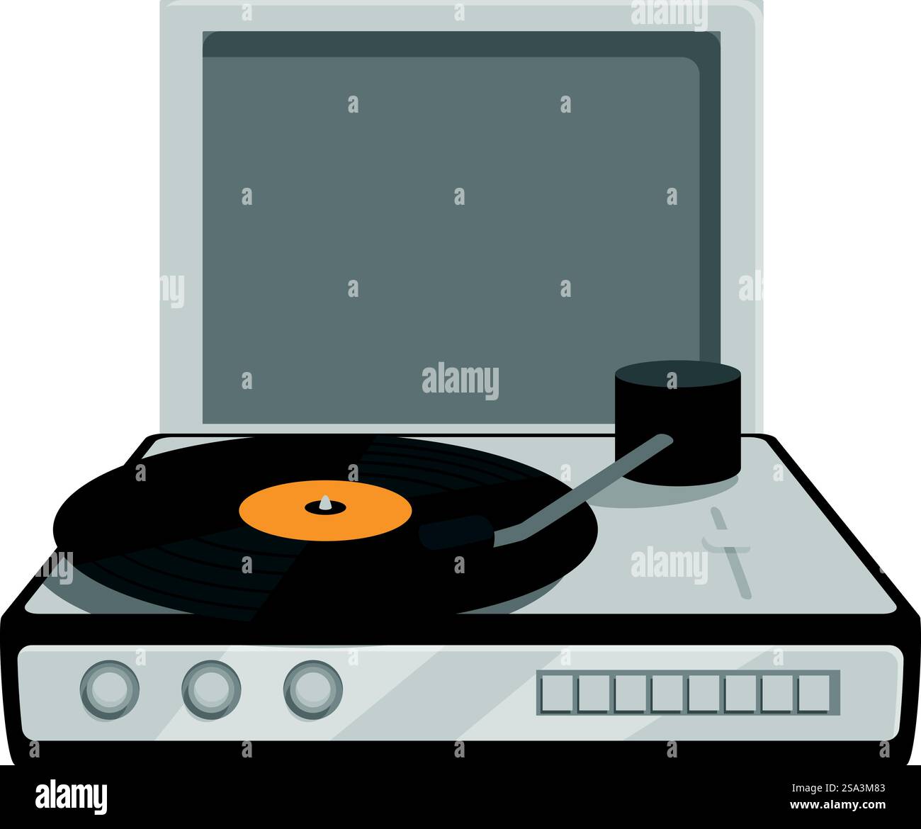 Illustration vectorielle de platine Vintage avec lecteur de disques vinyle rétro et équipement musical nostalgique dans le style des années 80 et 70. Isolé sur un simple. Design plat stylisé et classique. Vecteur plat d'un tourne-disque vinyle classique, symbolisant la technologie musicale rétro Illustration de Vecteur Illustration vectorielle de platine Vintage avec lecteur de disques vinyle rétro et équipement musical nostalgique dans le style des années 80 et 70. Isolé sur un simple. Design plat stylisé et classique. Vecteur plat d'un tourne-disque vinyle classique, symbolisant la technologie musicale rétro Illustration de Vecteur