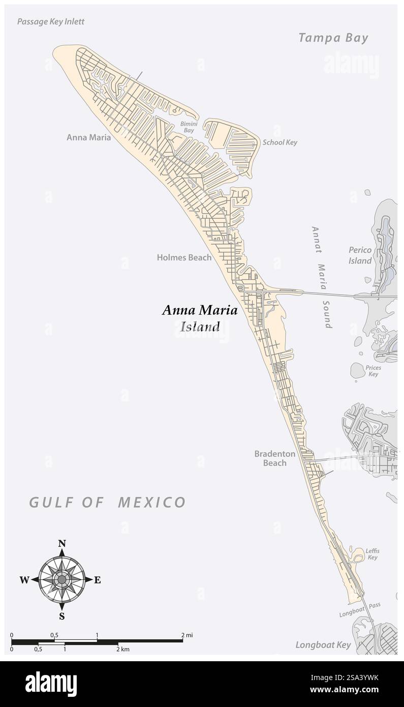 Carte de Anna Maria Island, Floride, États-Unis Banque D'Images
