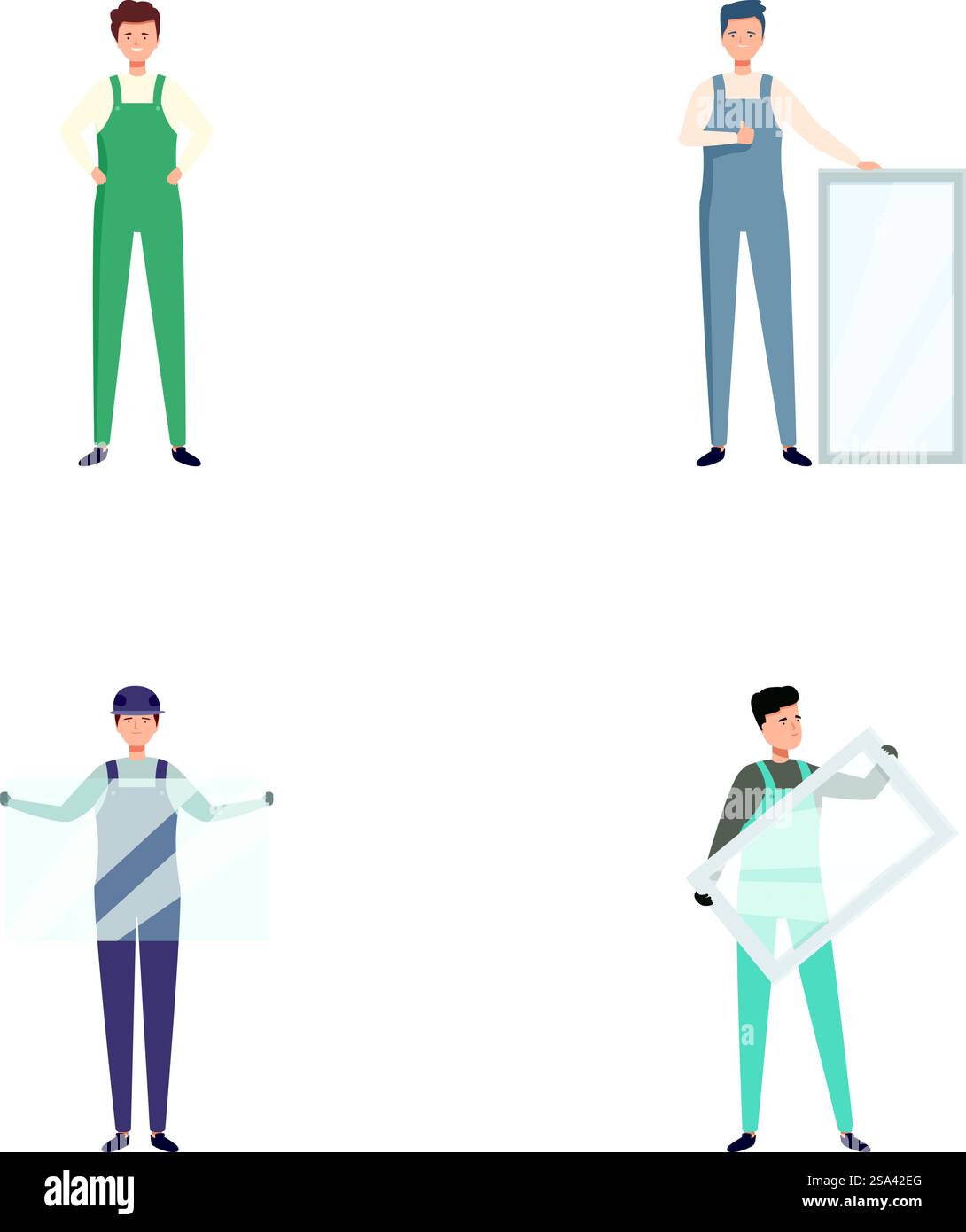 Collection d'illustrations mettant en vedette des hommes d'affaires dans diverses poses avec des signes, idéal pour les présentations. Ensemble d'hommes d'affaires présentant et tenant des signes Illustration de Vecteur