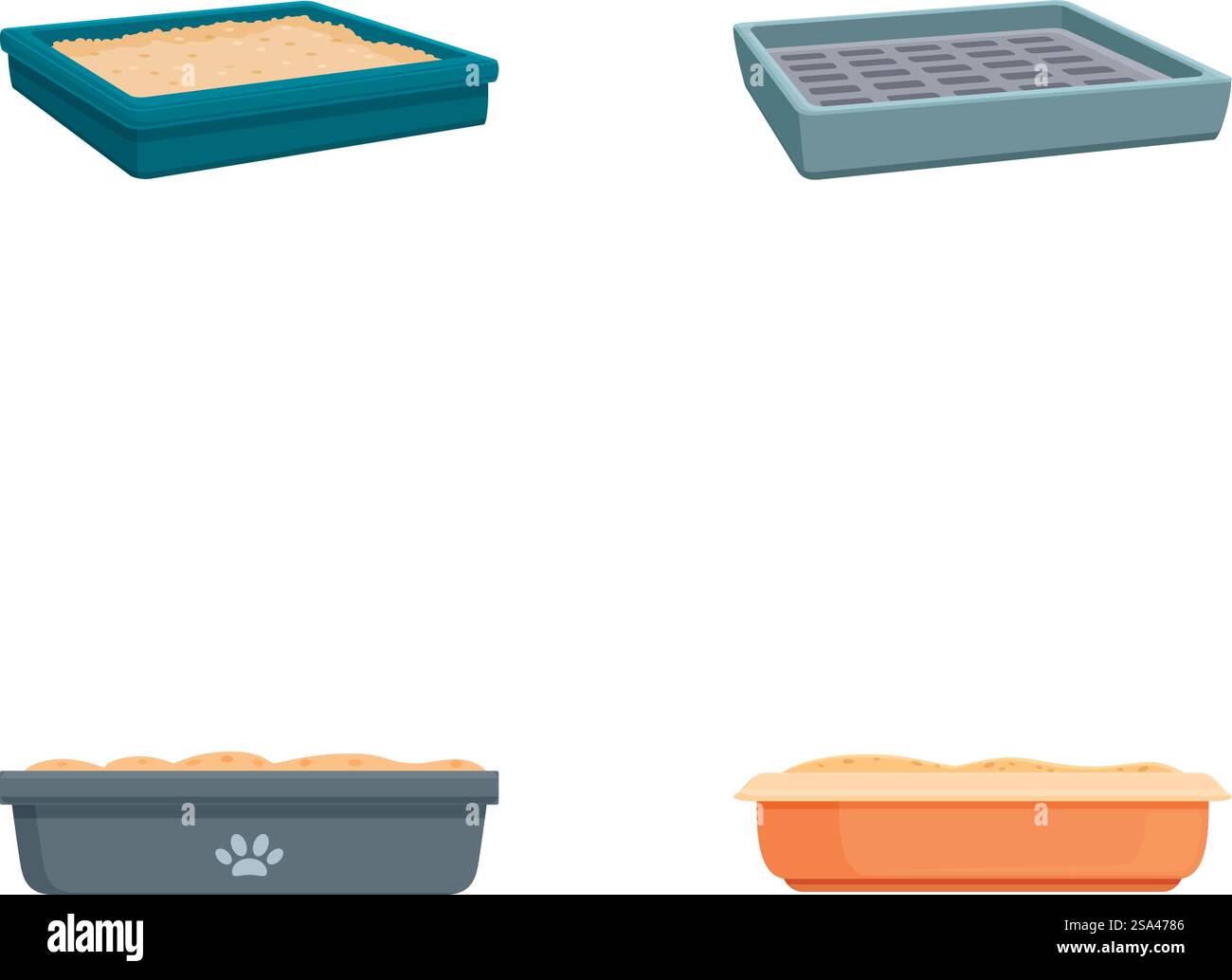 Ensemble d'illustration présentant quatre types différents de plats et casseroles de cuisson de dessin animé. Variété de plats de cuisson et de casseroles de dessin animé Illustration de Vecteur