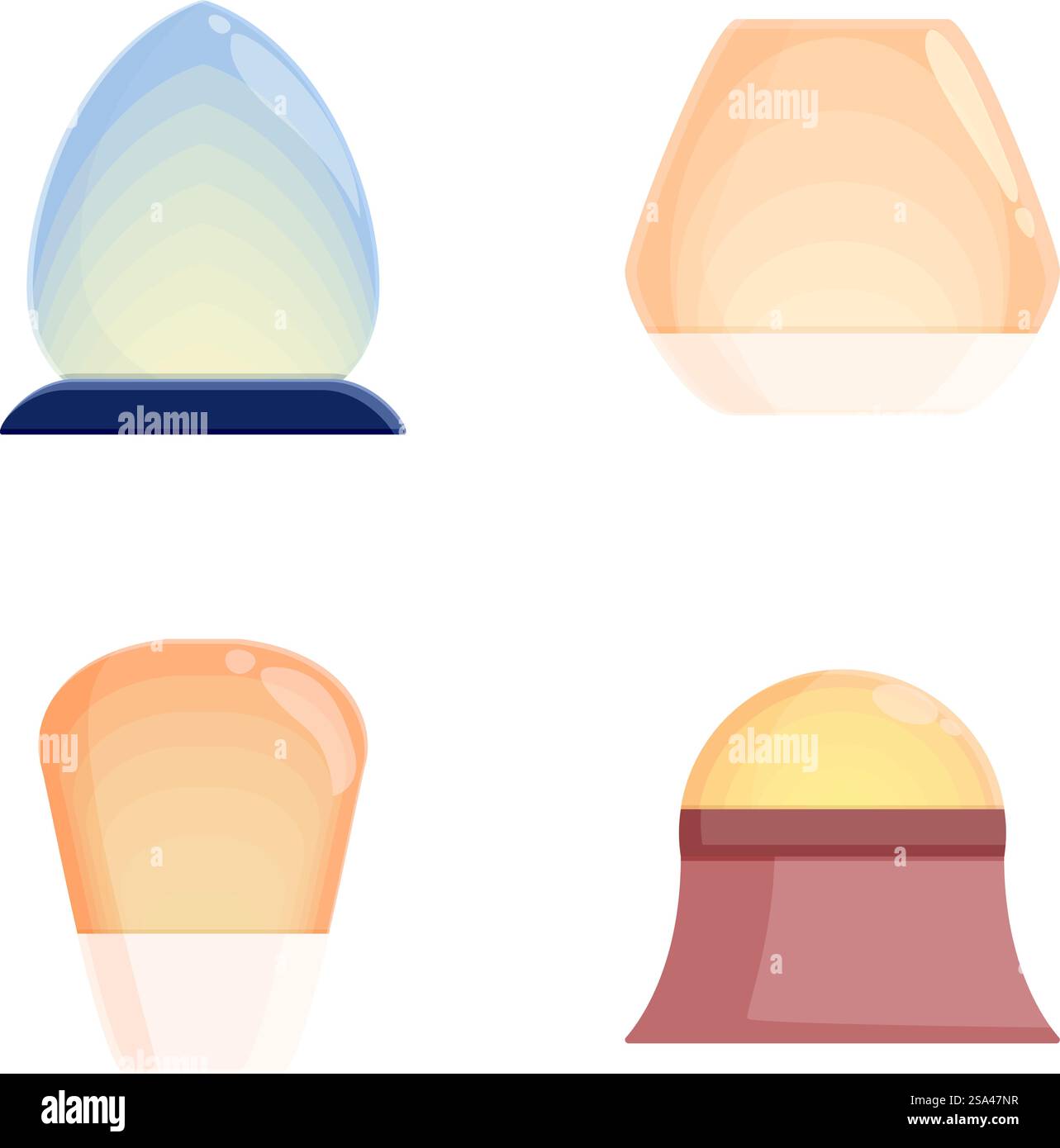 Collection de quatre formes géométriques minimalistes avec un schéma de couleurs pastel. Ensemble de formes géométriques abstraites dans des couleurs pastel Illustration de Vecteur