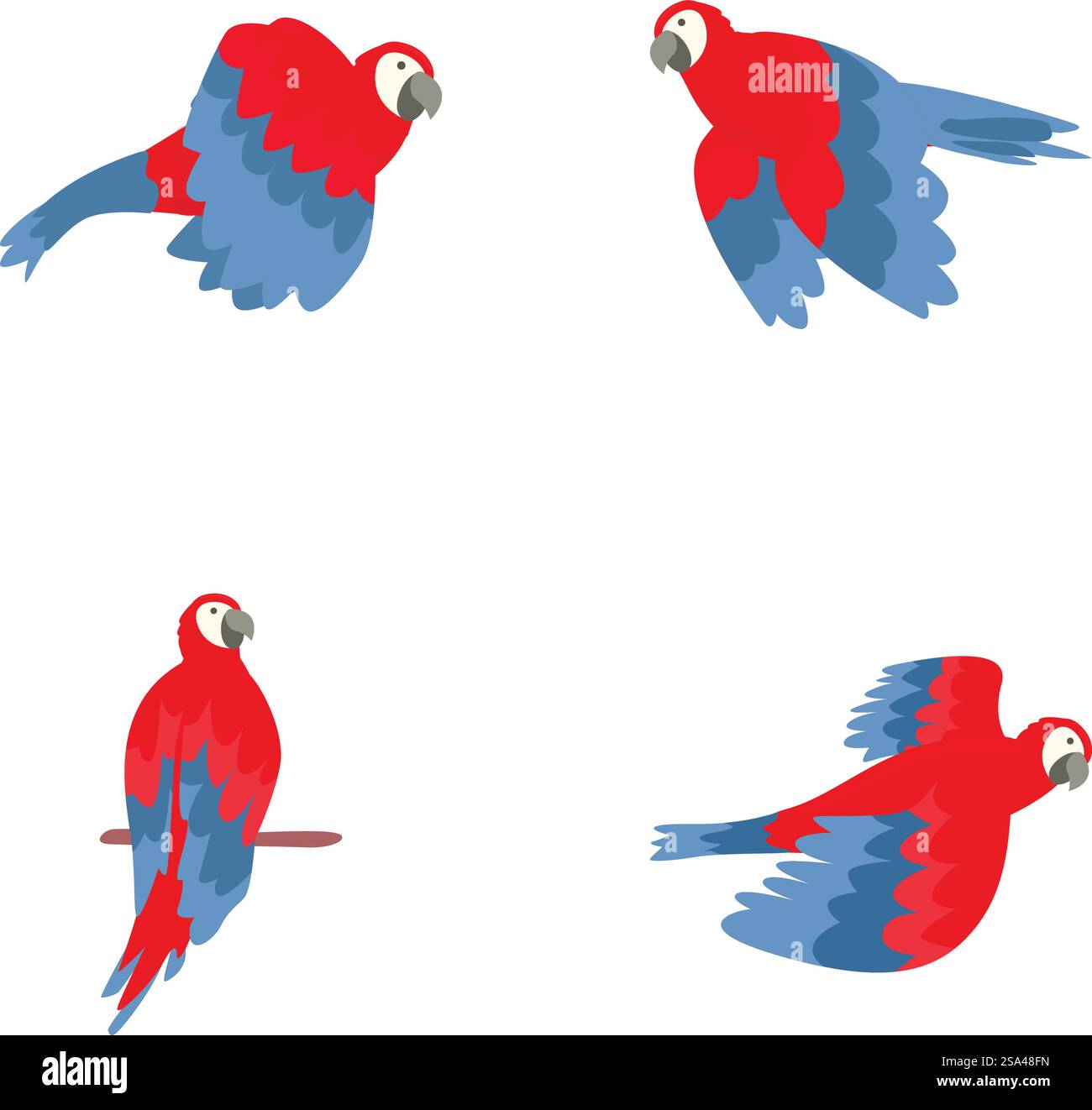 Icônes de perroquet de macaw définir le vecteur de dessin animé. Beau perroquet coloré. Oiseau tropical. Icônes de perroquet de macaw définir le vecteur de dessin animé. Beau perroquet coloré Illustration de Vecteur