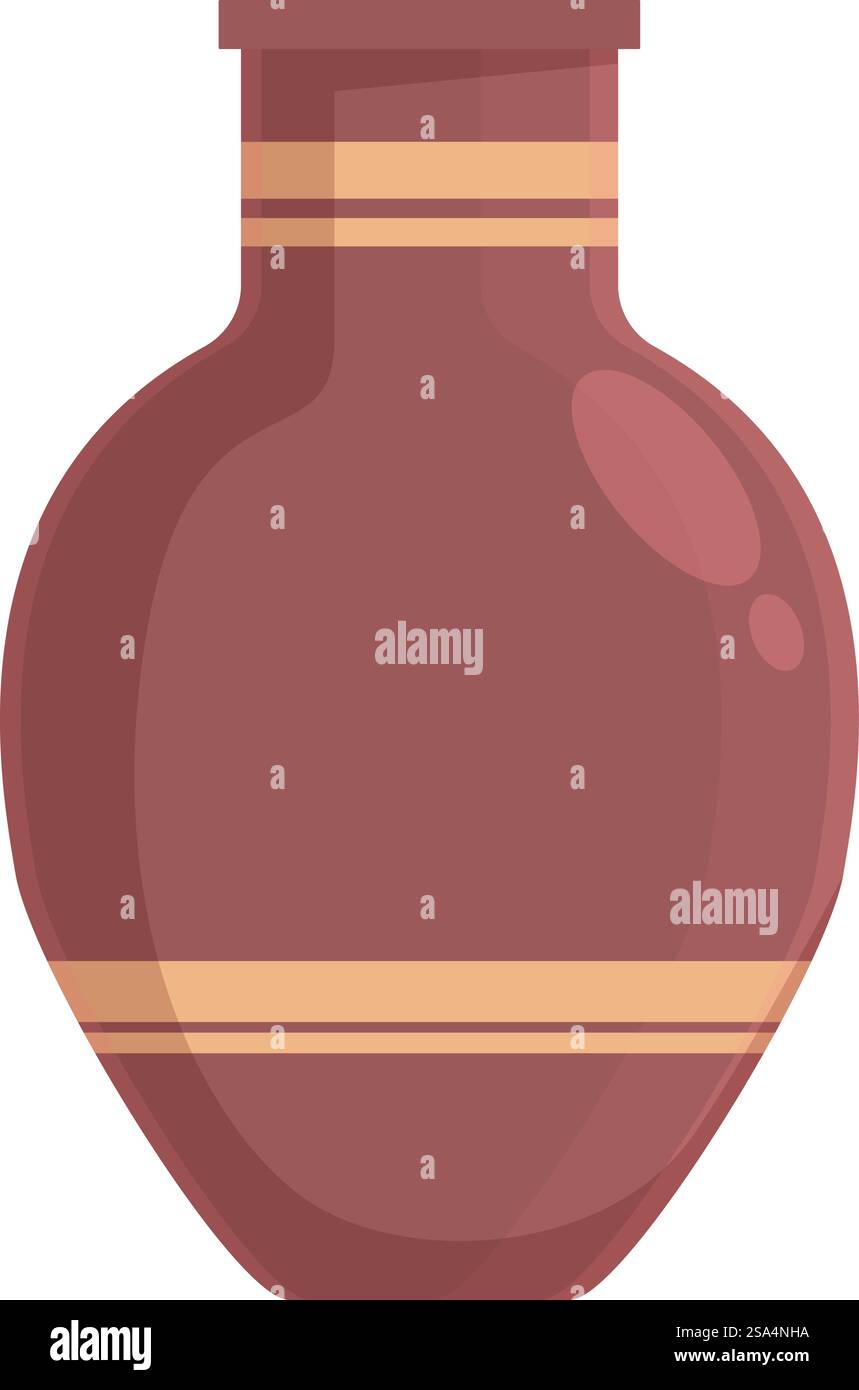 Illustration simple d'un vase en argile avec des rayures, potentiellement utilisé pour stocker des liquides ou à des fins décoratives. Vase en argile antique avec des rayures debout sur fond blanc Illustration de Vecteur