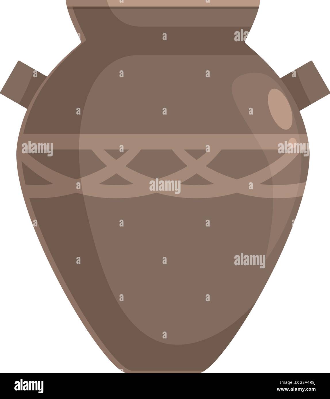 Amphore brune avec poignées et motif décoratif, représentant l'artisanat grec ou romain antique. Amphore d'argile ancienne avec poignées et motif décoratif pour stocker le vin ou l'huile Illustration de Vecteur