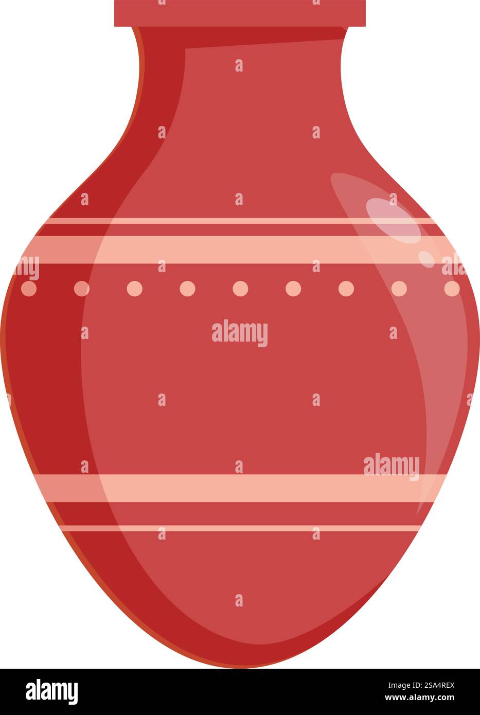 Élégant vase en argile avec un col étroit et un corps large, décoré de motifs géométriques simples. Vase traditionnel en argile debout isolé sur fond blanc Illustration de Vecteur