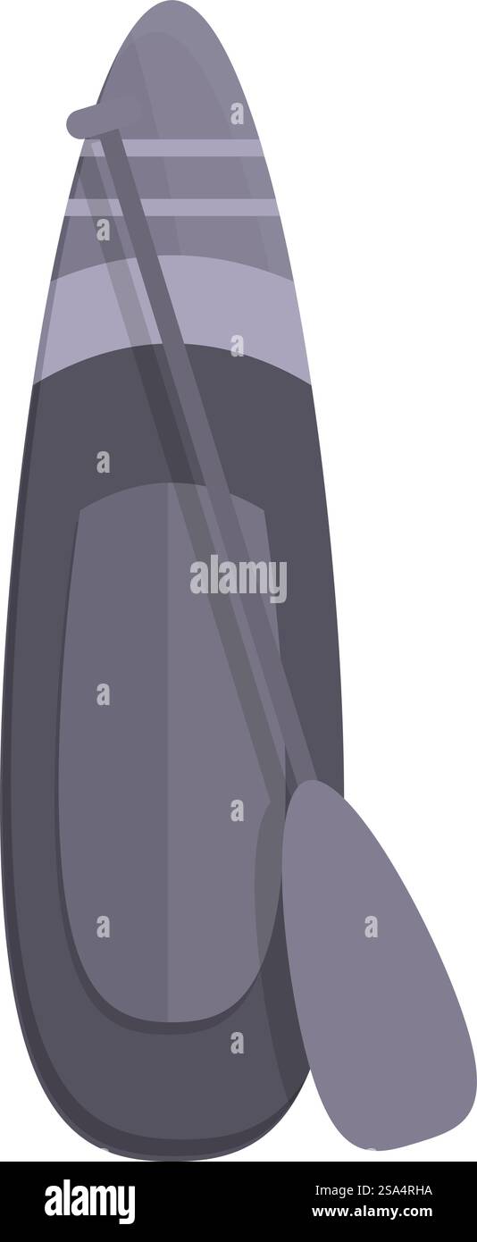 Planche de paddle grise avec paddle pour sup surf debout sur fond blanc Illustration de Vecteur