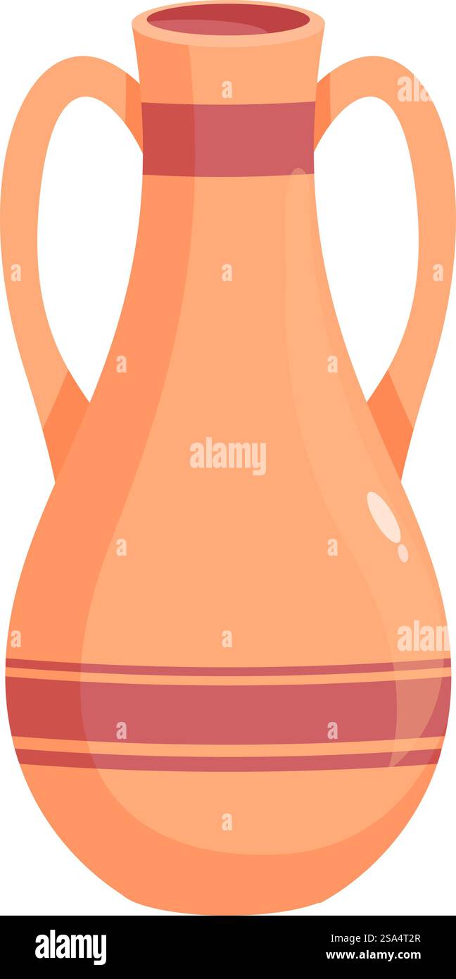 Simple amphore en terre cuite avec un col étroit et deux poignées, symbole de la culture grecque antique. Vase amphore en céramique grecque antique avec deux poignées pour le vin ou l'huile Illustration de Vecteur