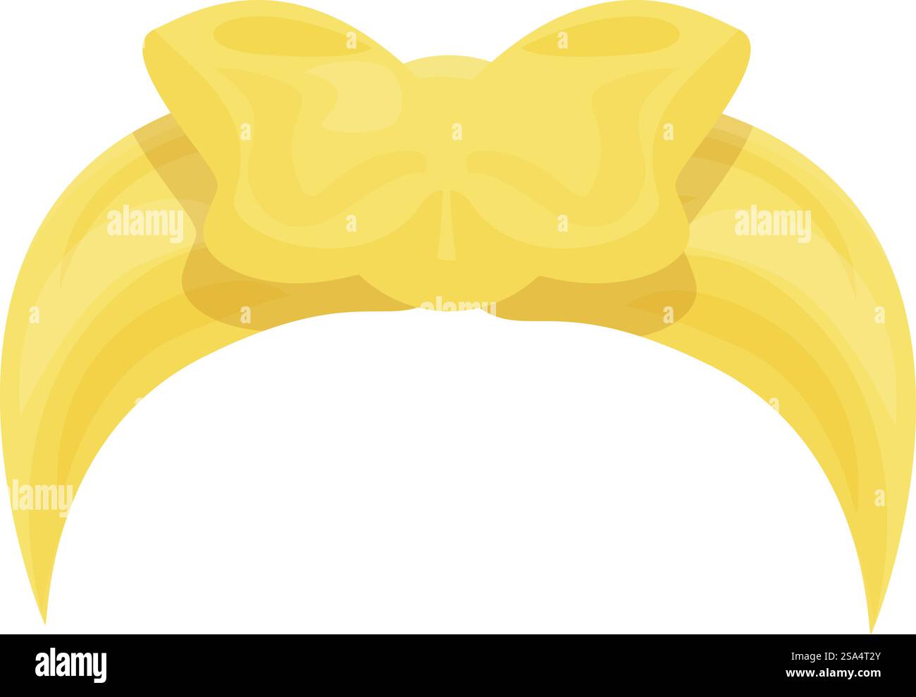 Cheveux blonds attachés avec un noeud jaune formant un demi-cercle parfait Illustration de Vecteur